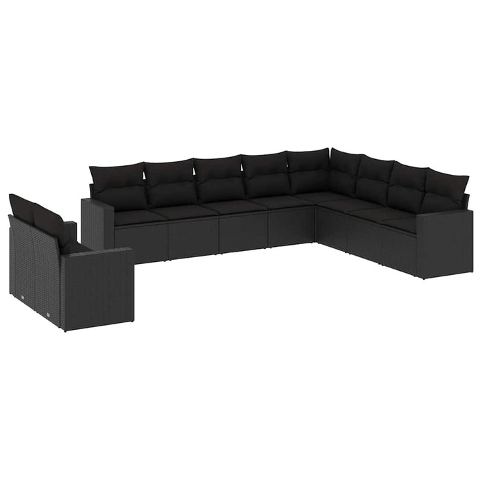 Set canapele de grădină cu perne, 10 piese, negru, poliratan - WALTI WALTI