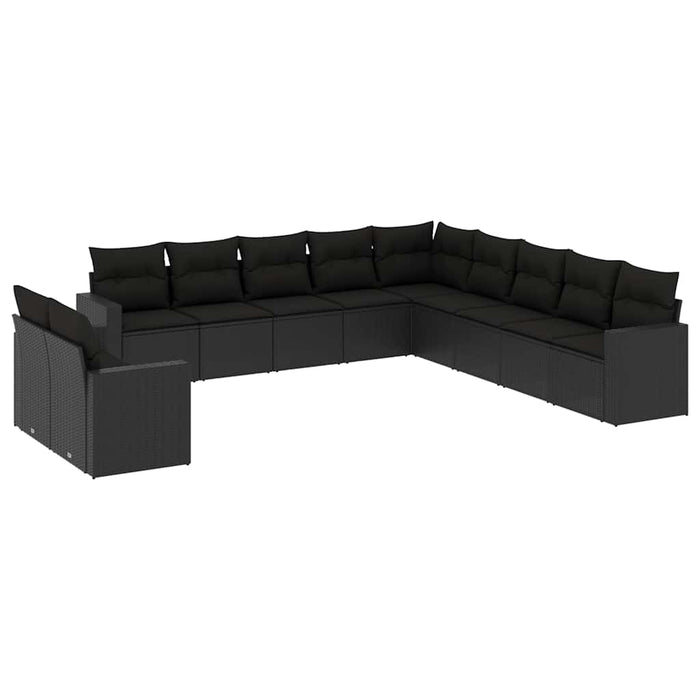 Set canapele de grădină cu perne, 11 piese, negru, poliratan - WALTI WALTI