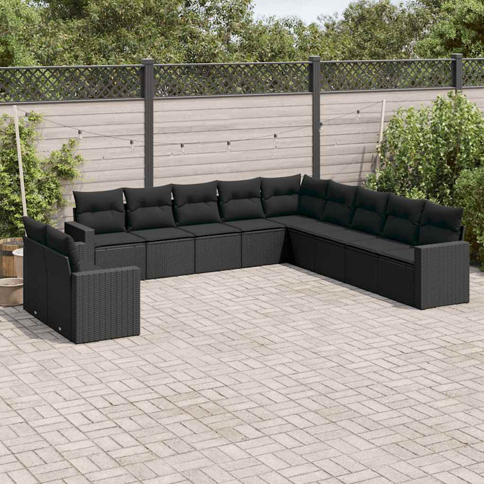 Set canapele de grădină cu perne, 11 piese, negru, poliratan - WALTI WALTI