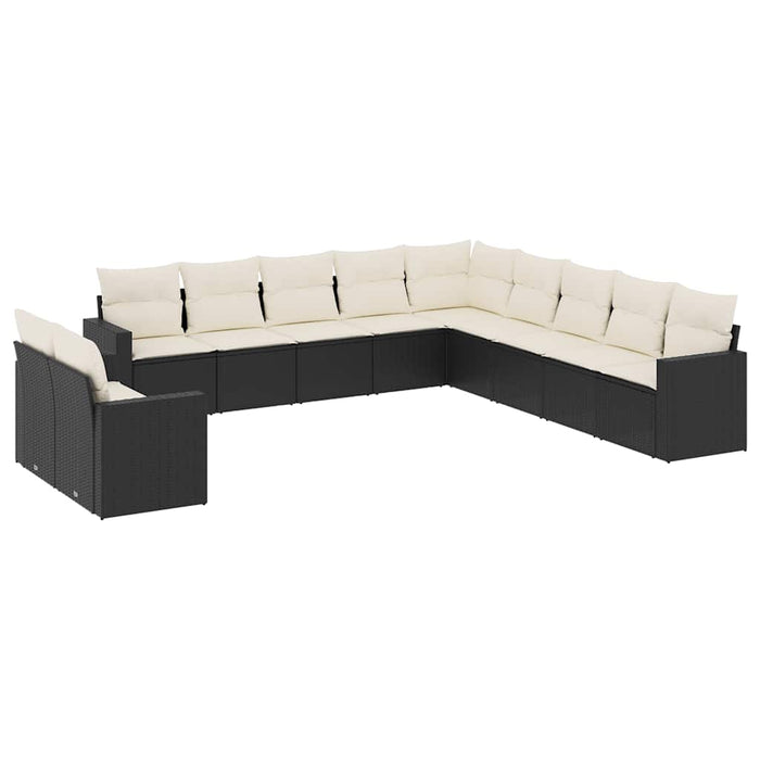 Set canapele de grădină cu perne, 11 piese, negru, poliratan - WALTI WALTI