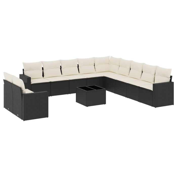 Set canapele de grădină, 12 piese, cu perne, negru, poliratan - WALTI WALTI