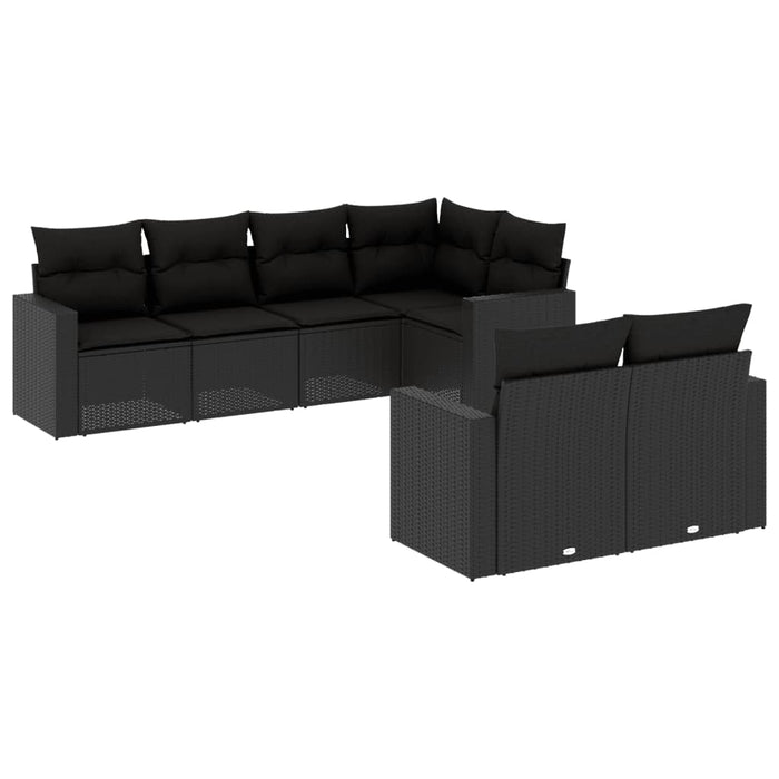 Set canapele de grădină cu perne, 7 piese, negru, poliratan - WALTI WALTI