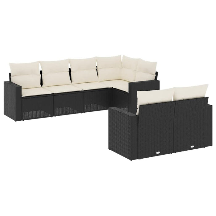 Set canapele de grădină cu perne, 7 piese, negru, poliratan - WALTI WALTI