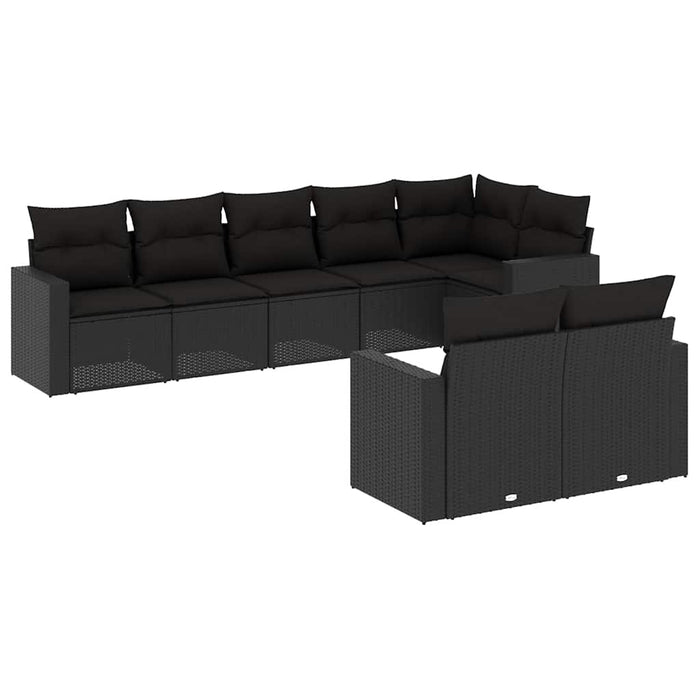 Set mobilier de grădină cu perne, 8 piese, negru, poliratan - WALTI WALTI