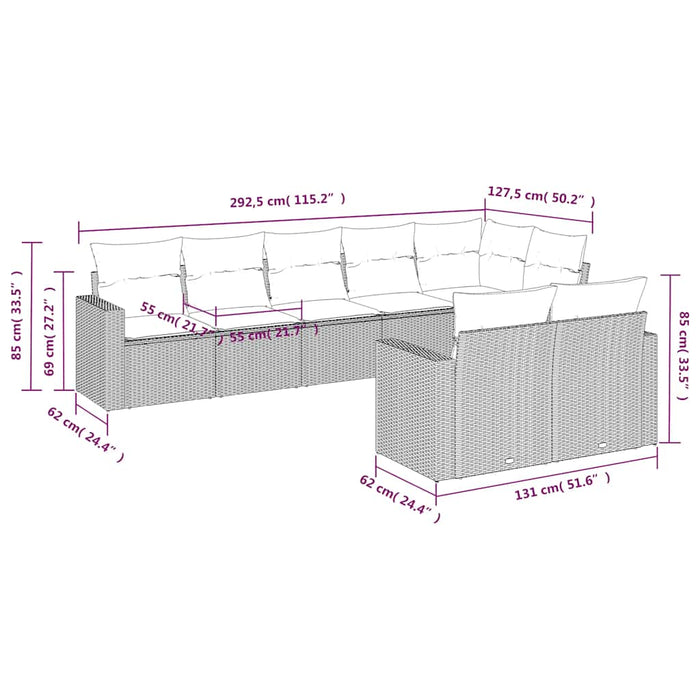 Set mobilier de grădină cu perne, 8 piese, negru, poliratan - WALTI WALTI