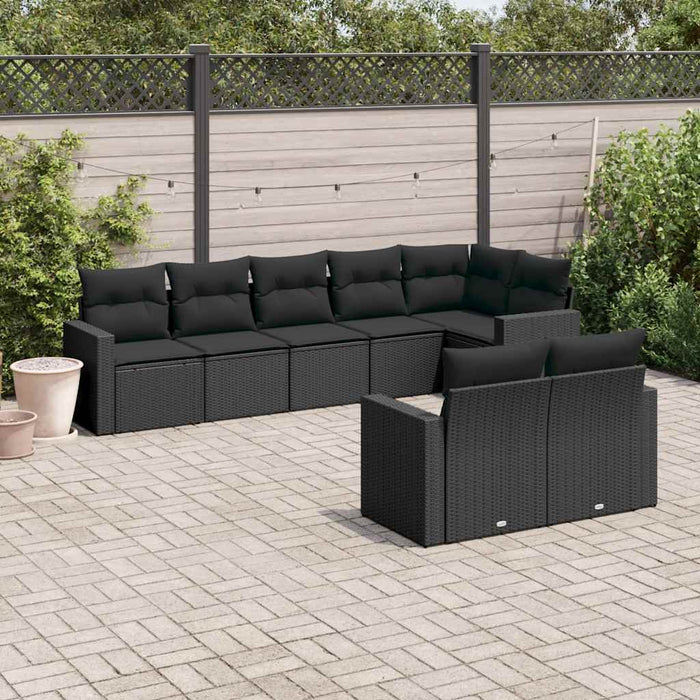 Set mobilier de grădină cu perne, 8 piese, negru, poliratan - WALTI WALTI
