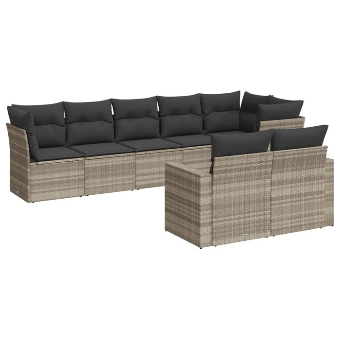 Set mobilier de grădină cu perne, 8 piese gri deschis poliratan - WALTI WALTI