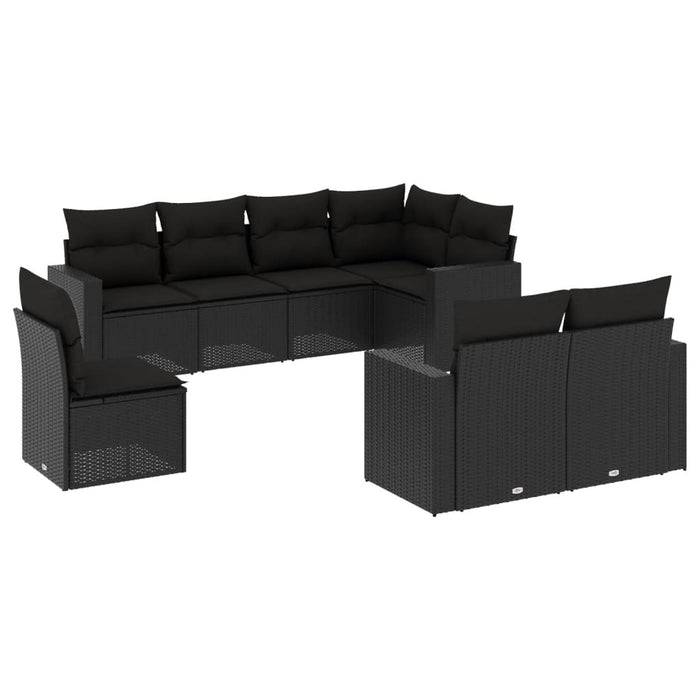 Set mobilier de grădină cu perne, 8 piese, negru, poliratan - WALTI WALTI