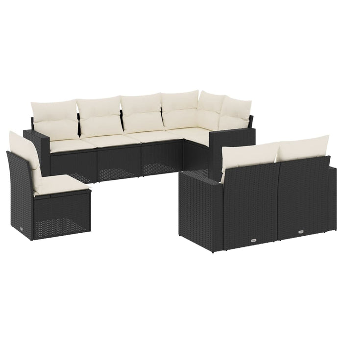 Set mobilier de grădină cu perne, 8 piese, negru, poliratan - WALTI WALTI