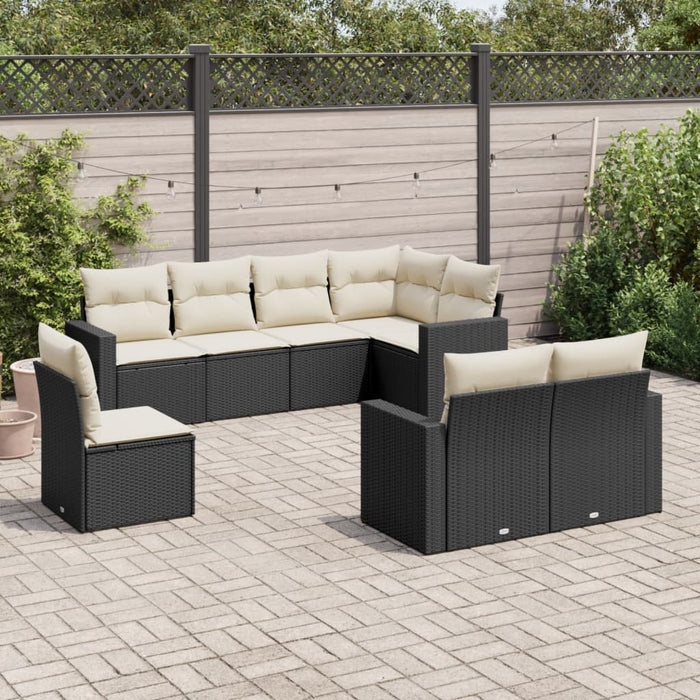 Set mobilier de grădină cu perne, 8 piese, negru, poliratan - WALTI WALTI