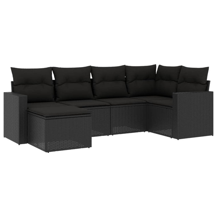 Set mobilier de grădină cu perne, 6 piese, negru, poliratan - WALTI WALTI