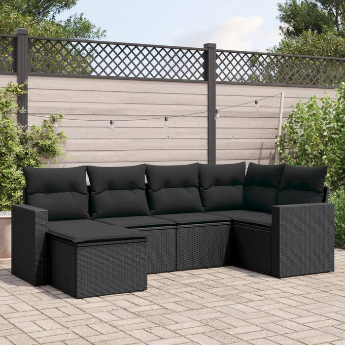 Set mobilier de grădină cu perne, 6 piese, negru, poliratan - WALTI WALTI