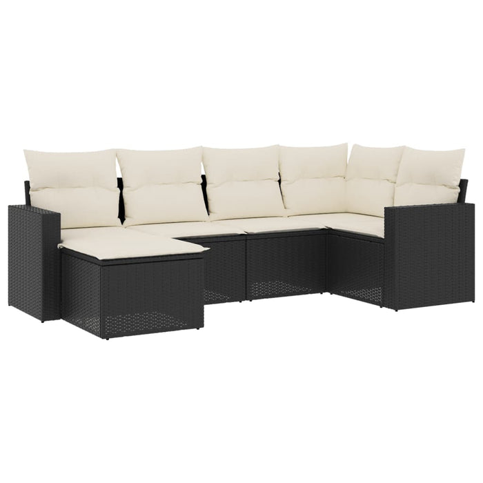 Set mobilier de grădină cu perne, 6 piese, negru, poliratan WALTI