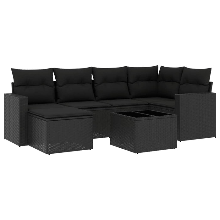 Set canapele de grădină cu perne, 7 piese, negru, poliratan - WALTI WALTI
