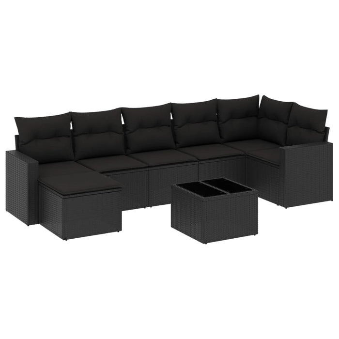 Set mobilier de grădină cu perne, 8 piese, negru, poliratan - WALTI WALTI