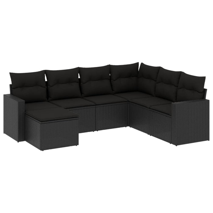 Set canapele de grădină cu perne, 7 piese, negru, poliratan - WALTI WALTI