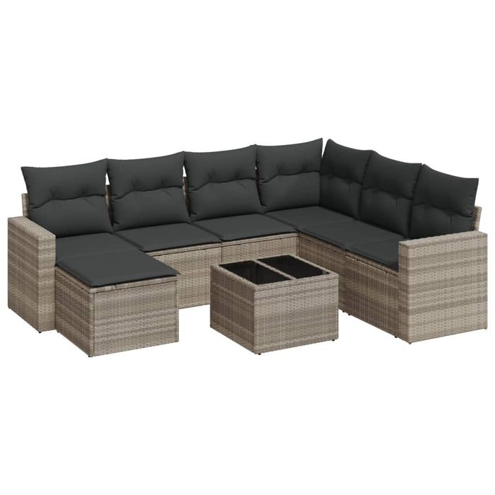 Set mobilier de grădină cu perne, 8 piese gri deschis poliratan - WALTI WALTI