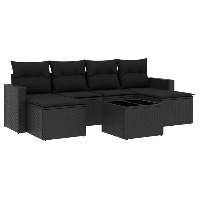 Set canapele de grădină cu perne, 7 piese, negru, poliratan - WALTI WALTI