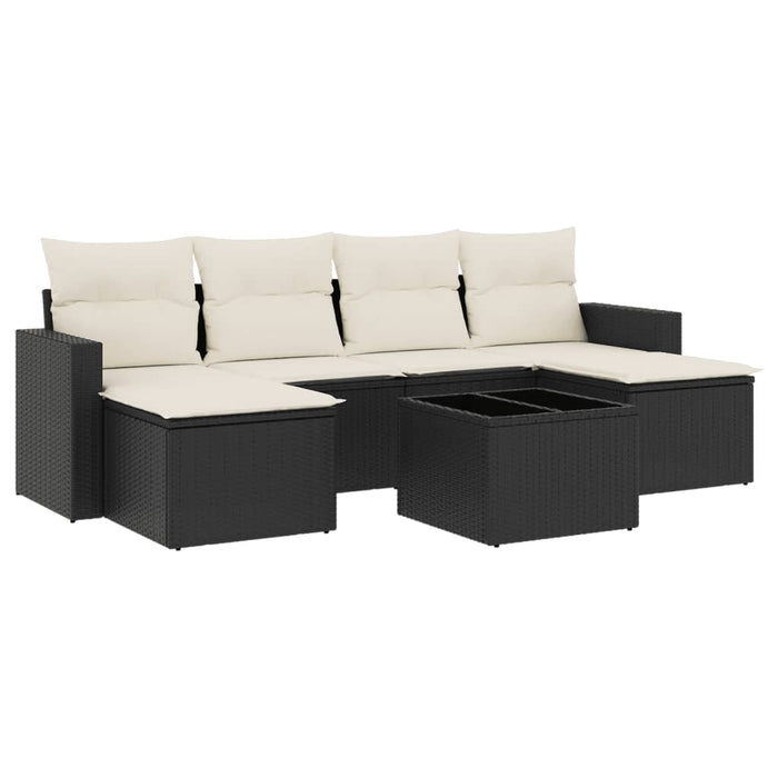 Set canapele de grădină cu perne, 7 piese, negru, poliratan - WALTI WALTI