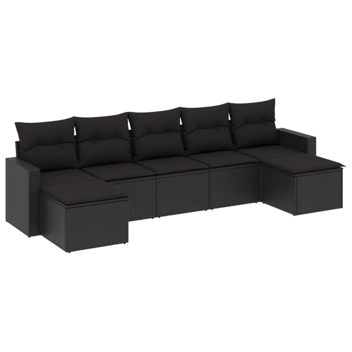 Set canapele de grădină cu perne, 7 piese, negru, poliratan - WALTI WALTI