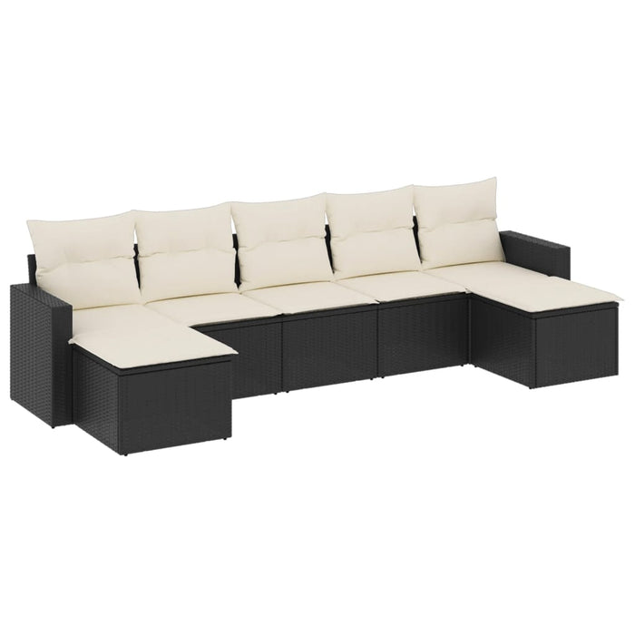 Set canapele de grădină cu perne, 7 piese, negru, poliratan - WALTI WALTI