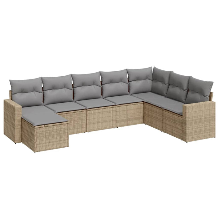 Set canapele de grădină, 8 piese, cu perne, bej, poliratan WALTI
