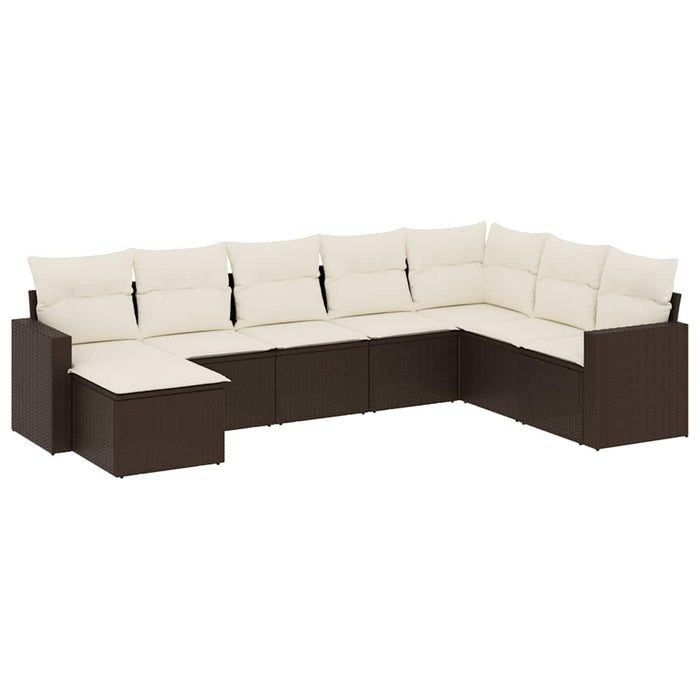 Set canapele de grădină cu perne, 8 piese, maro, poliratan WALTI