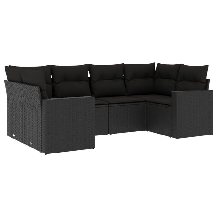 Set mobilier de grădină cu perne, 6 piese, negru, poliratan - WALTI WALTI