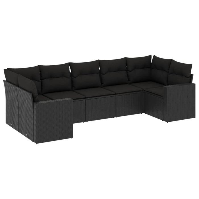 Set canapele de grădină cu perne, 7 piese, negru, poliratan - WALTI WALTI