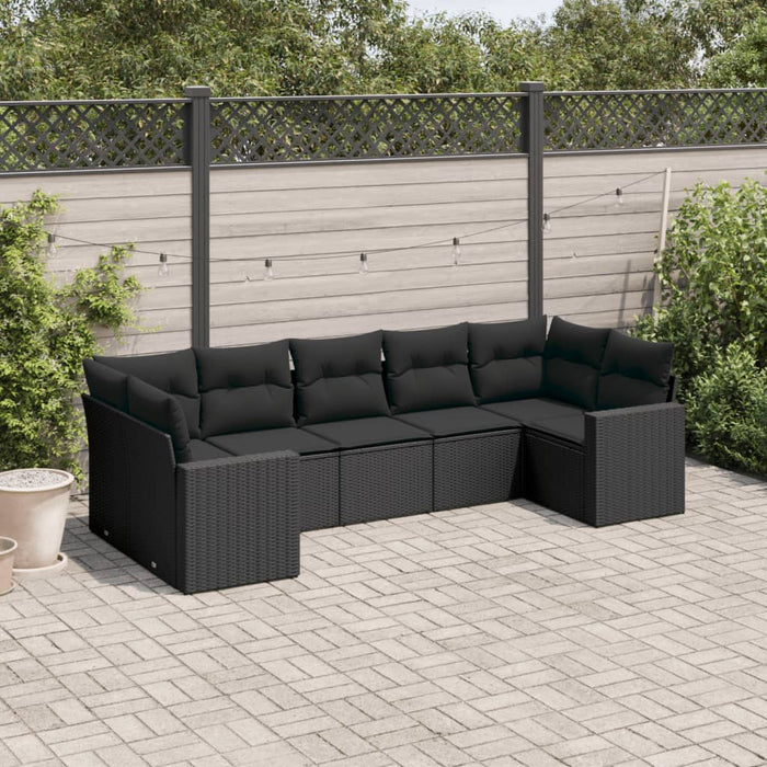 Set canapele de grădină cu perne, 7 piese, negru, poliratan - WALTI WALTI