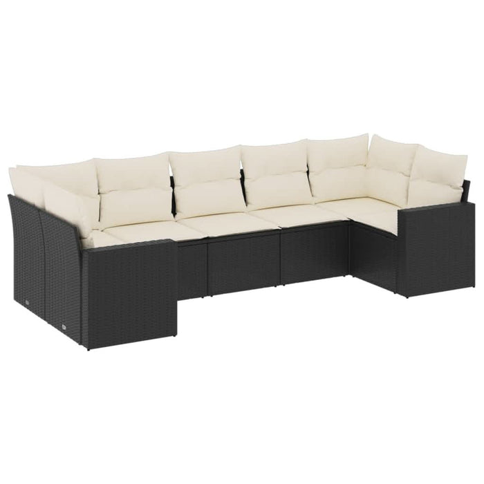 Set canapele de grădină cu perne, 7 piese, negru, poliratan - WALTI WALTI