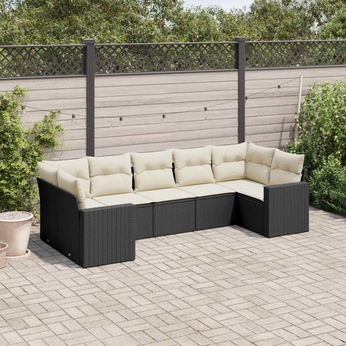 Set canapele de grădină cu perne, 7 piese, negru, poliratan - WALTI WALTI