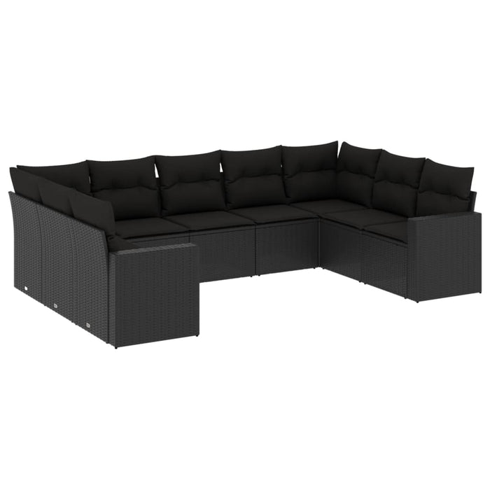 Set mobilier de grădină cu perne, 9 piese, negru, poliratan - WALTI WALTI