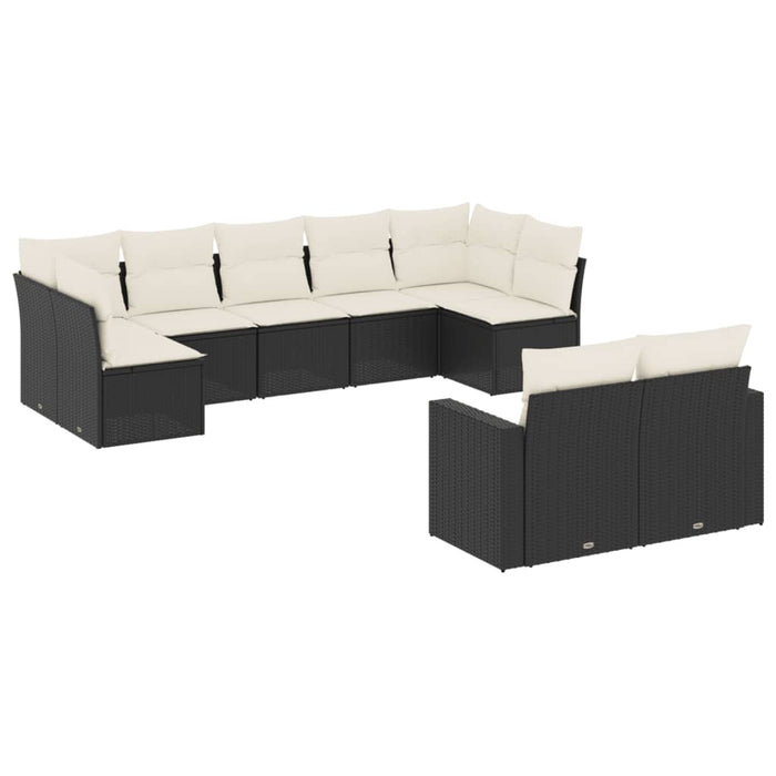 Set mobilier de grădină cu perne, 9 piese, negru, poliratan - WALTI WALTI