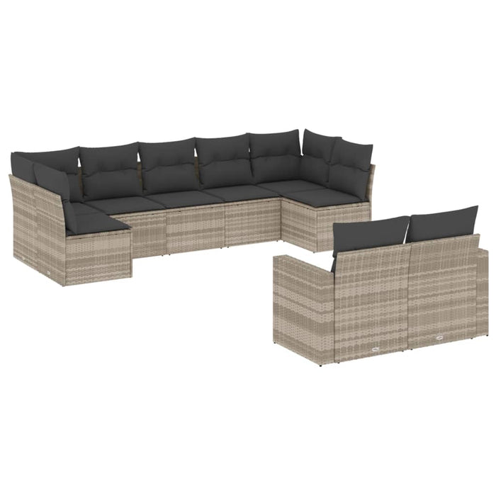 Set canapele de grădină cu perne, 9 piese gri deschis poliratan - WALTI WALTI