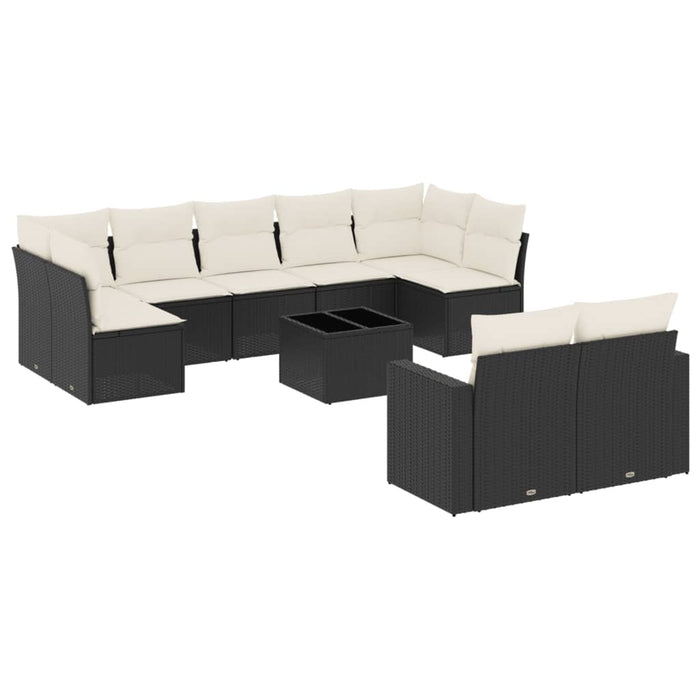 Set canapele de grădină cu perne, 10 piese, negru, poliratan - WALTI WALTI