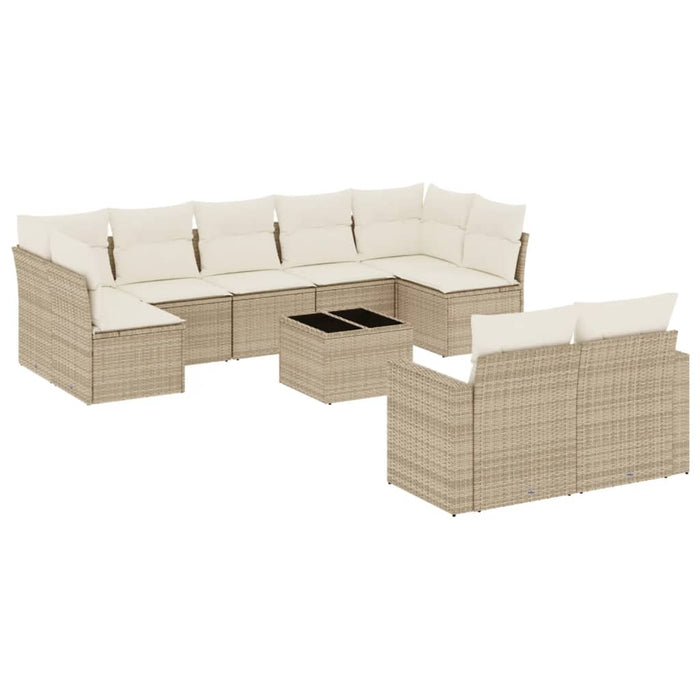 Set canapele de grădină cu perne, 10 piese, bej, poliratan WALTI