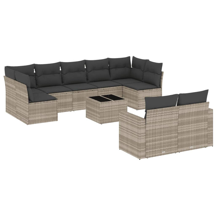 Set canapele de grădină cu perne 10 piese gri deschis poliratan - WALTI WALTI