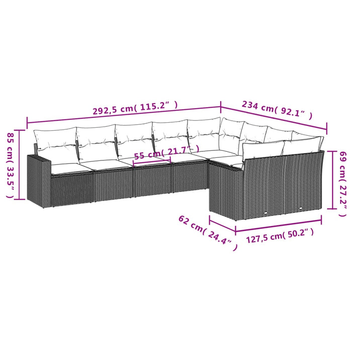 Set mobilier de grădină cu perne, 9 piese, negru, poliratan - WALTI WALTI