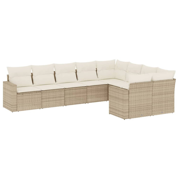 Set canapele de grădină, 9 piese, cu perne, bej, poliratan - WALTI WALTI