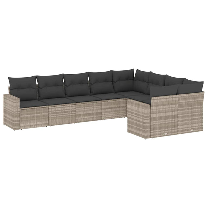 Set canapele de grădină cu perne, 9 piese gri deschis poliratan - WALTI WALTI
