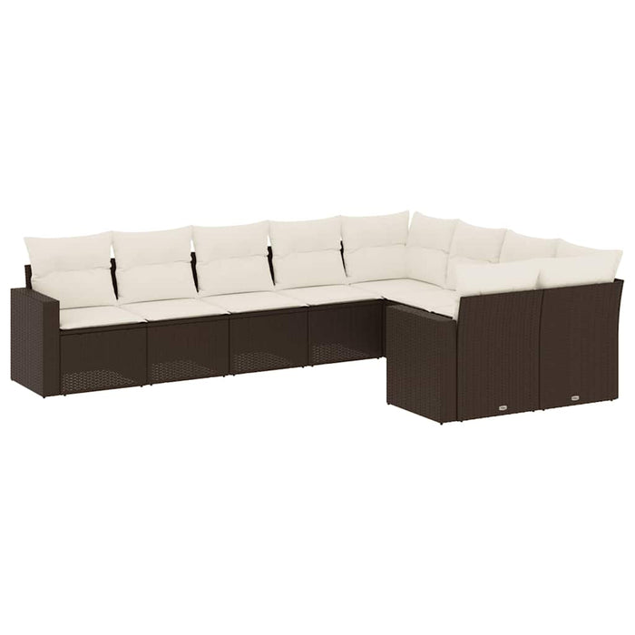 Set canapele de grădină cu perne, 9 piese, maro, poliratan - WALTI WALTI