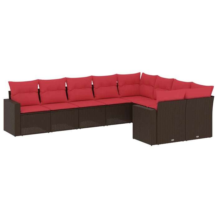 Set canapele de grădină cu perne, 9 piese, maro, poliratan - WALTI WALTI