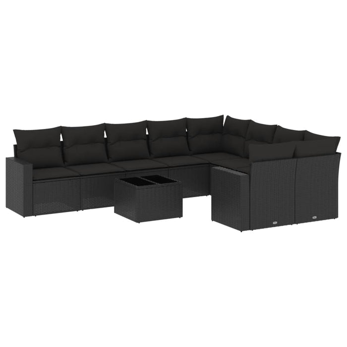 Set canapele de grădină cu perne, 10 piese, negru, poliratan - WALTI WALTI