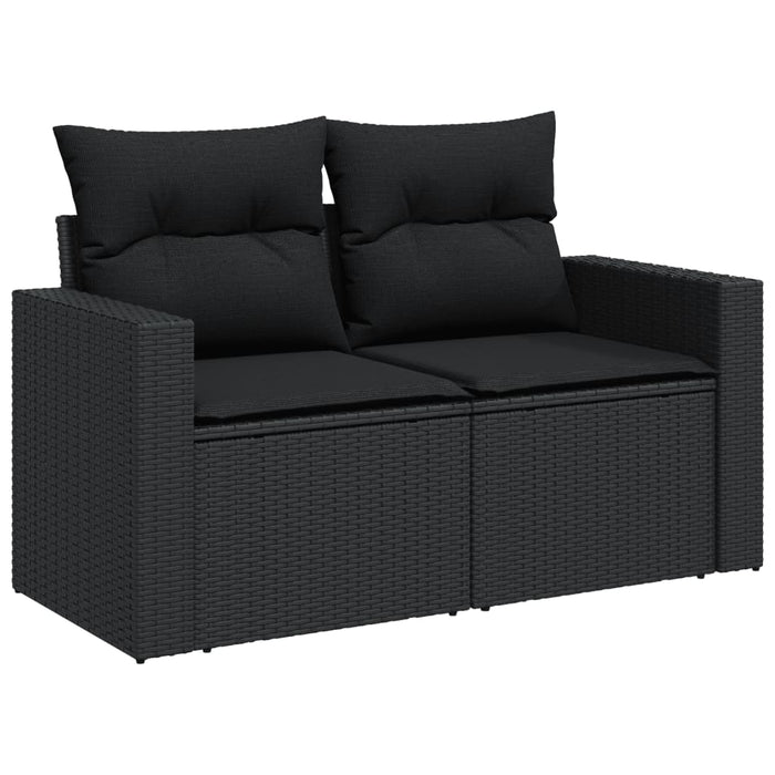 Set canapele de grădină cu perne, 10 piese, negru, poliratan - WALTI WALTI