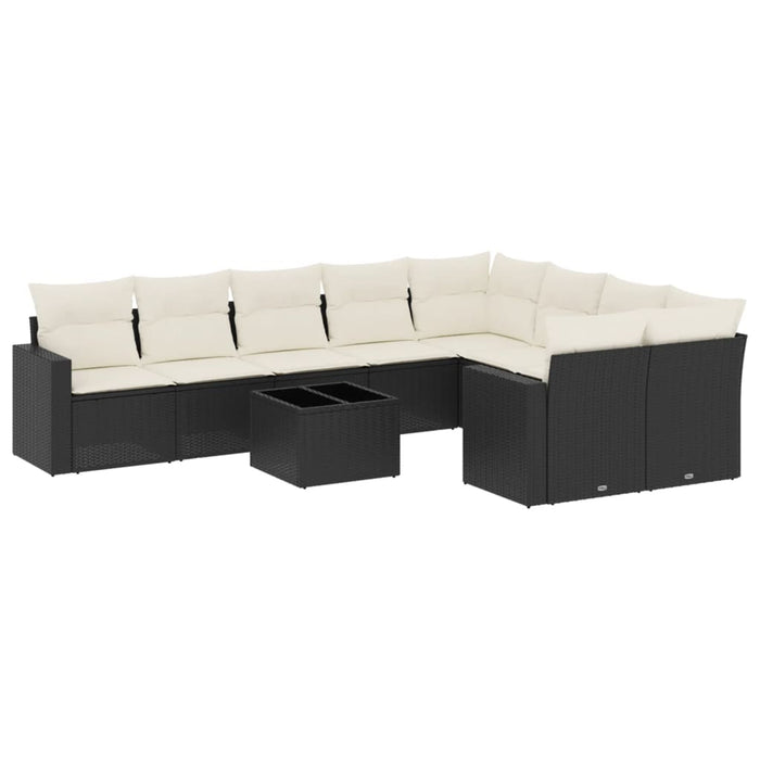 Set canapele de grădină cu perne, 10 piese, negru, poliratan - WALTI WALTI