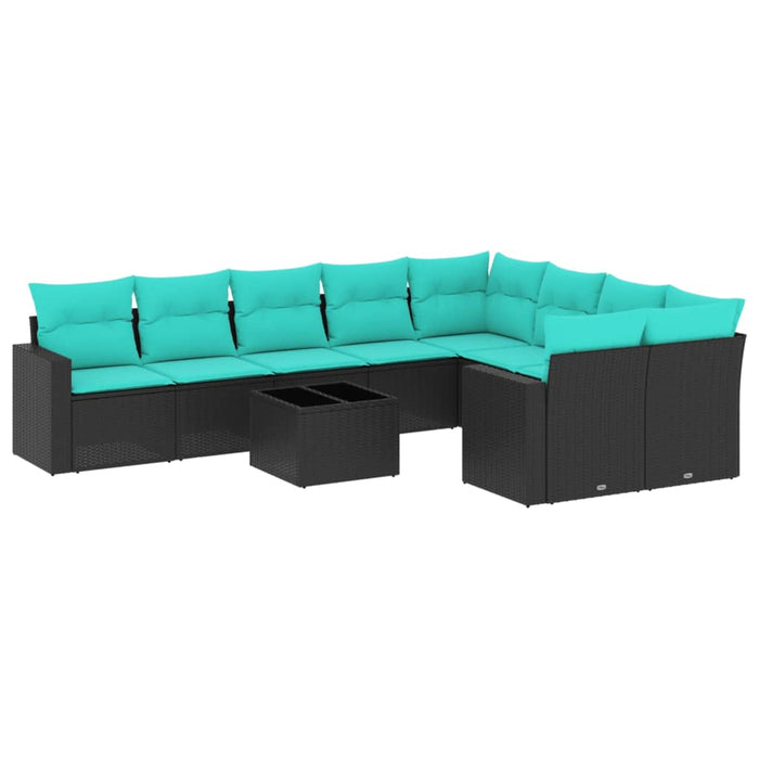 Set canapele de grădină cu perne, 10 piese, negru, poliratan - WALTI WALTI