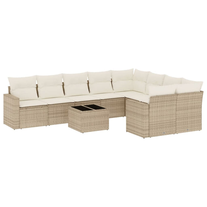 Set canapele de grădină cu perne, 10 piese, bej, poliratan WALTI