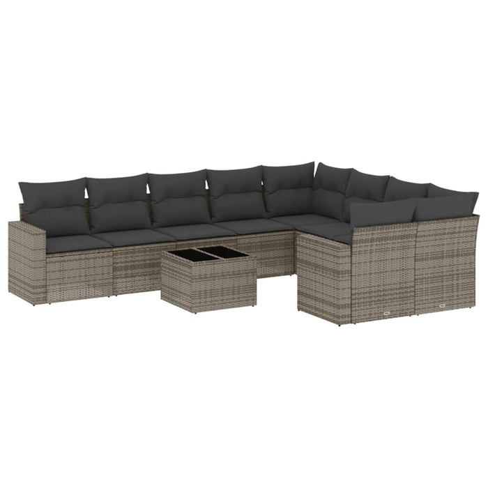 Set mobilier de grădină cu perne, 10 piese, gri, poliratan - WALTI WALTI