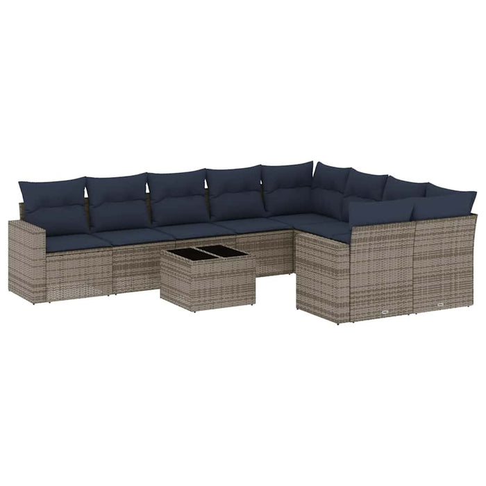 Set canapele de grădină cu perne, 10 piese, gri, poliratan WALTI
